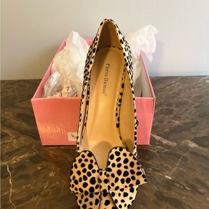 Pierre Dumas Women's Leopard Print Heels with Bow